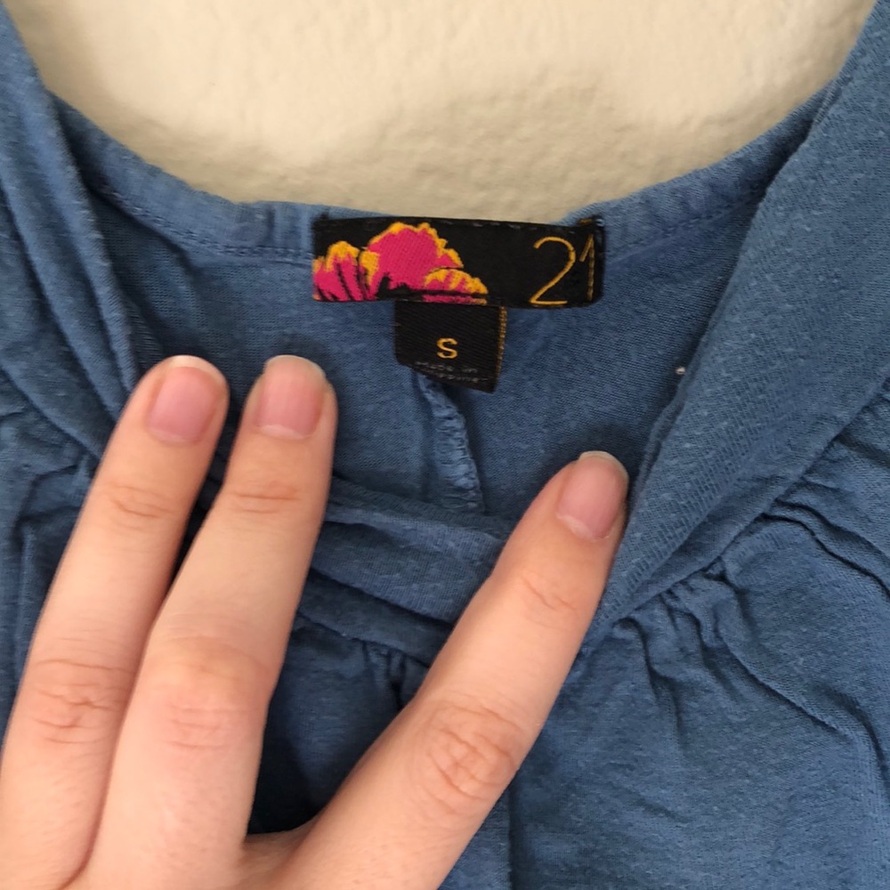 Small F21 Banded Blue Tank - Picture 2 of 2